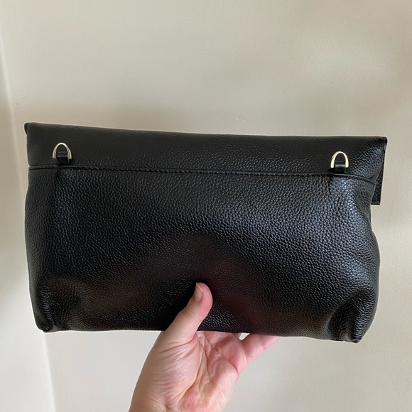 Zenith black leather clutch purse removable strap - Picture 3 of 9